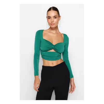 Trendyol Green Cut Out/Window Detailed Knitted Blouse