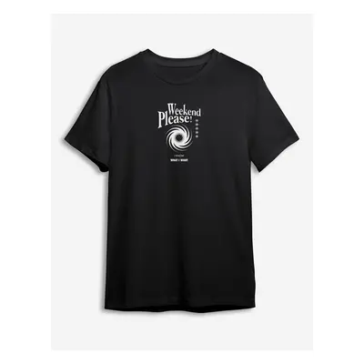 Trendyol Black Text Printed Regular Cut T-shirt