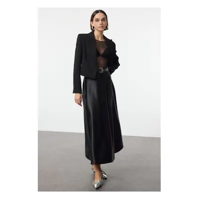 Trendyol Black A Line/Bell Form Midi Knitted Skirt