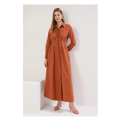 Trendyol Cinnamon Pearl Detailed Woven Shirt Dress