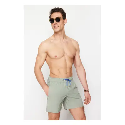 Trendyol Light Khaki Basic Standard Length Swim Shorts