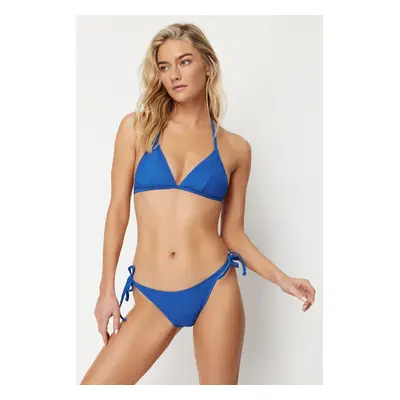 Trendyol Sax Triangle Tie Textured Regular Bikini Set