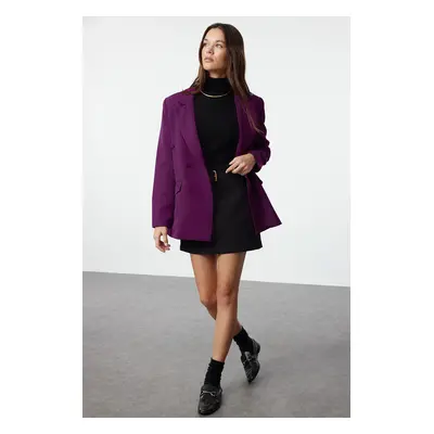 Trendyol Purple Regular Lined Double Breasted Closure Woven Blazer Jacket