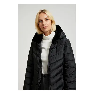 Women's quilted jacket with hood MOODO - black