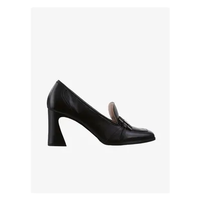 Black women's leather loafers with heels Högl Glenn - Women