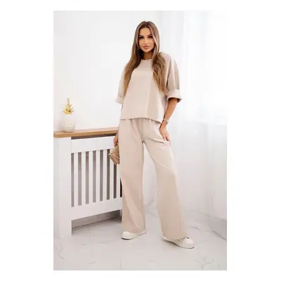 Kesi Włoski Punto set blouse + wide-leg pants beige