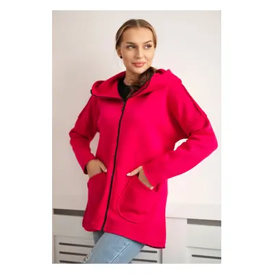 Insulated sweatshirt with a longer back and fuchsia pockets