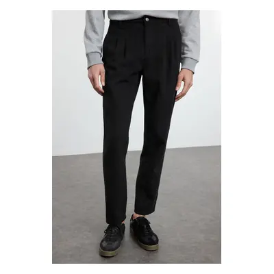 Trendyol Black 100% Cotton Double Pleated Stitched Balloon Fit Woven Gabardine Trousers