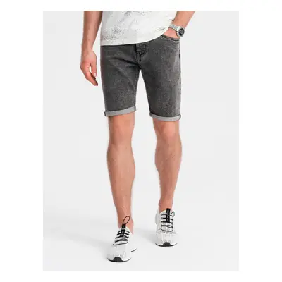 Ombre Men's denim shorts with rolled up legs - gray