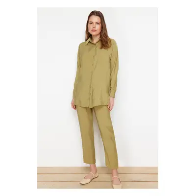 Trendyol Khaki Woven Top and Bottom Shirt and Trousers Set