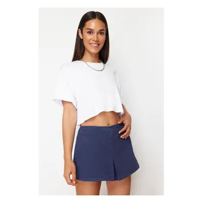 Trendyol Navy Blue Pocket Detailed High Waist Denim Shorts