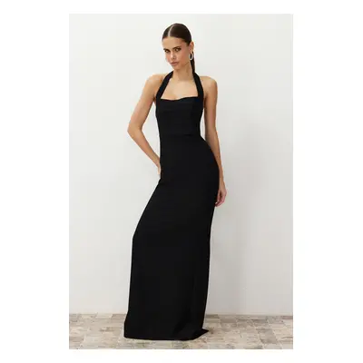 Trendyol Black Bodycon Cowl Neck Woven Long Elegant Evening Dress