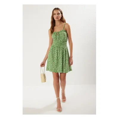 Trendyol Green Floral Gipel Mini A Line/Flare Cut Knit Dress