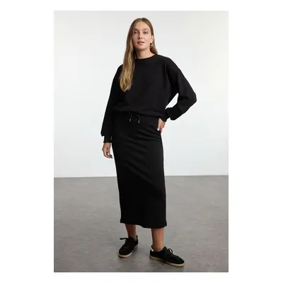 Trendyol Black Oversize/Wide Fit Long Thick Knitted Bottom-Top Set