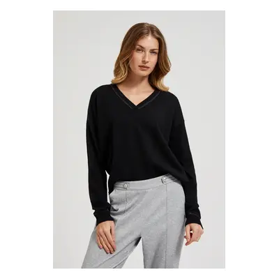 Women's sweater with V-neck MOODO - black