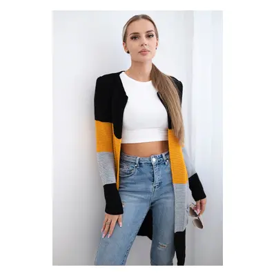 Cardigan sweater on straps black+mustard