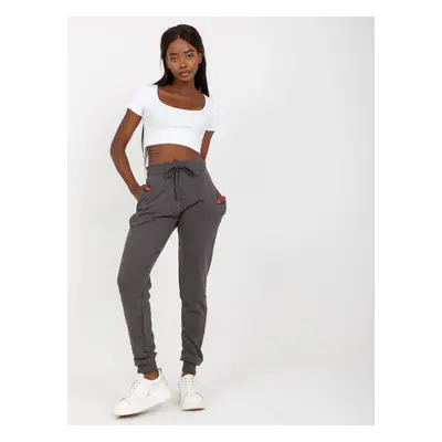 Dark gray classic basic tied sweatpants