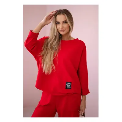 Cotton sweatshirt and trousers set red