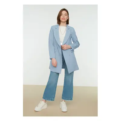 Trendyol Light Blue Double Button Pocket Detail Lined Blazer Woven Jacket