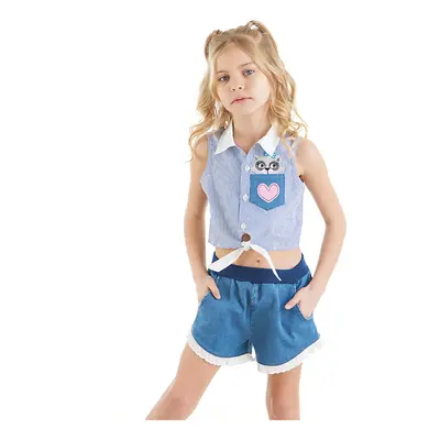 Denokids Raccoon Girl Shirt Denim Shorts Set