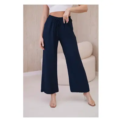 Wide viscose trousers Navy blue