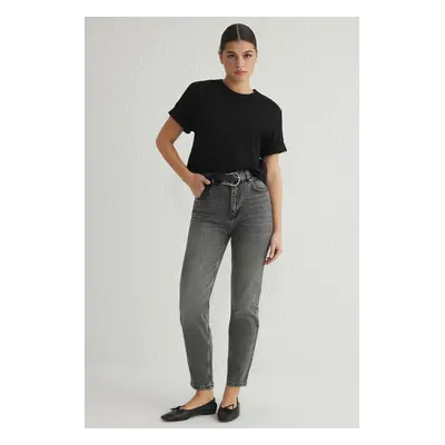 Trendyol Gray High Waist Comfort Mom Jeans