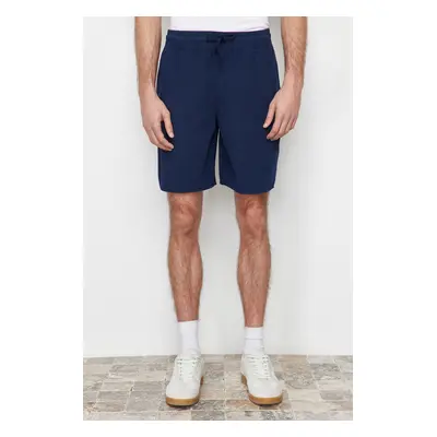 Trendyol Navy Blue Regular Fit Paper Touch Soft Touched Waist Shorts Bermuda