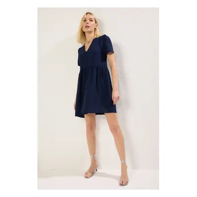 Trendyol Navy Blue Plain Skirt Mini Woven Dress Opening from Waist