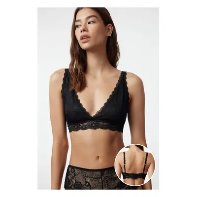 Trendyol Black Lace Non-wired Cupless Bralette Knitted Bra