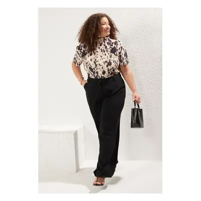 Trendyol Curve Multicolored Crepe Knitting Plus Size Blouse