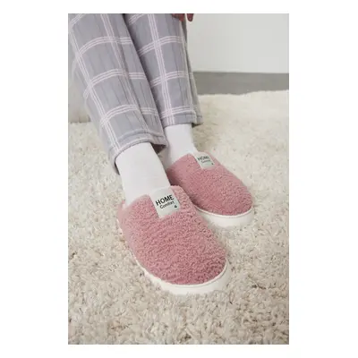 Trendyol Dusty Rose Plush Weaving Label Detailed Women's Home Slippers