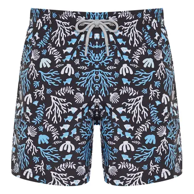 Trendyol Black Standard Size Coral Patterned Swim Shorts