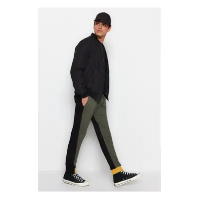 Trendyol Khaki Regular Cut Paneled Elastic Cuff Sweatpants