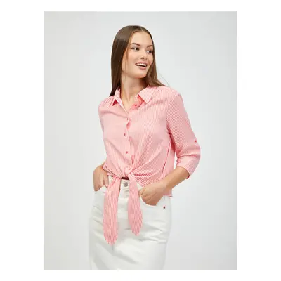 White-red striped shirt with ORSAY knot - Women