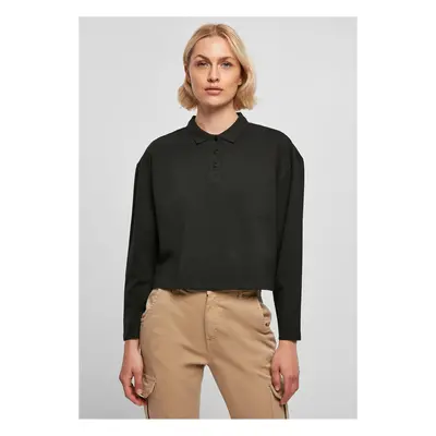 Women's short oversized polo with long sleeves black