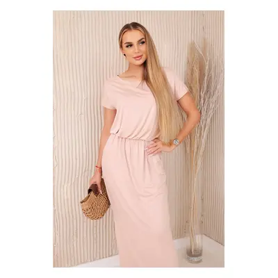 Women's viscose dress with pockets - powder pink