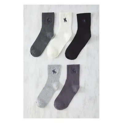 Trendyol Multicolored Unisex Pack Horse Embroidered College Cotton Socks