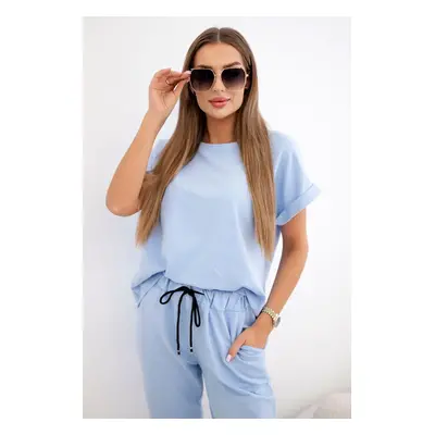 Kesi Włoski Cotton set blouse + trousers blue