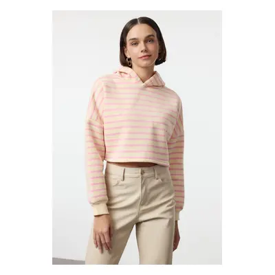 Trendyol Pink Striped Hooded Regular/Normal Pattern Knitted Sweatshirt