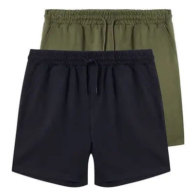 Trendyol Navy Blue-Khaki Basic Regular/Normal Cut Straight Pack Shorts