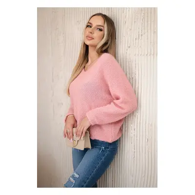 Kesi Włoski V-neck sweater powder pink