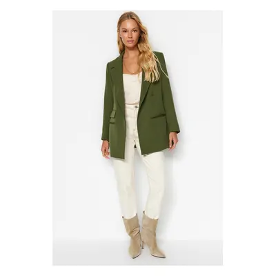 Trendyol Khaki Oversize Lined Woven Blazer Jacket