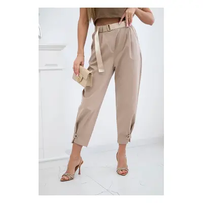 Kesi Włoski Summer Punto trousers with leg closure light camel