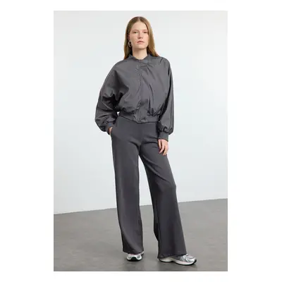 Trendyol Anthracite Thin Extra High Waist Wide Leg/Wide Cut Trousers