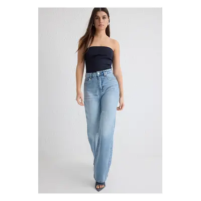 Trendyol Light Blue High Waist Wide Leg Jeans