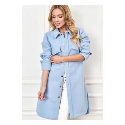 Blue coat with shirt cut long Lalous