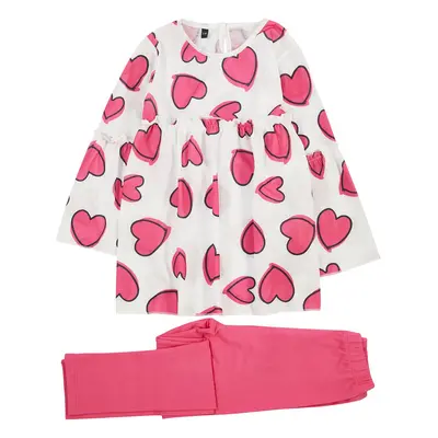 Trendyol Fuchsia Girl Seasonal-Thin Heart Patterned Cotton Knitted Bottom-Top Set