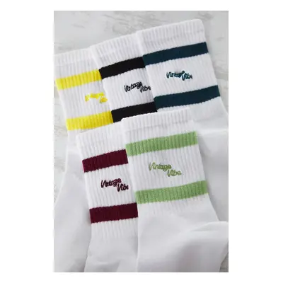 Trendyol Ecru Unisex Pack College/Tennis/Medium Cotton Socks