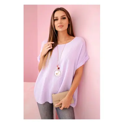 Kesi Włoski Muslin blouse with a necklace light purple