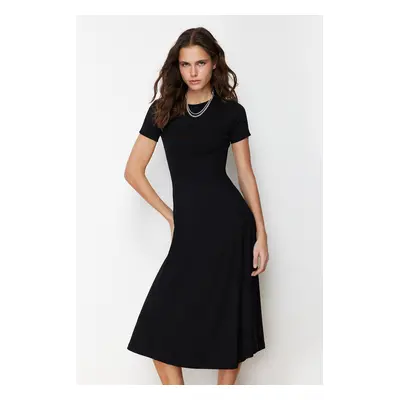 Trendyol Black Skirt Flounced Midi Stretchy Knitted Maxi Dress